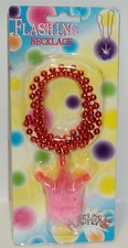 Multi Color Flashing Necklace PINK Feather Crown W Red Beadded Necklace NIP