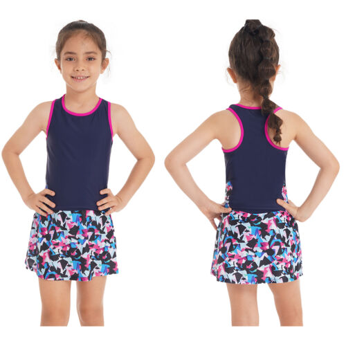 Girls Tennis Golf Dress Outfit Tank Top and Skorts Sets Sport Skirt with Shorts - 第 1/62 張圖片