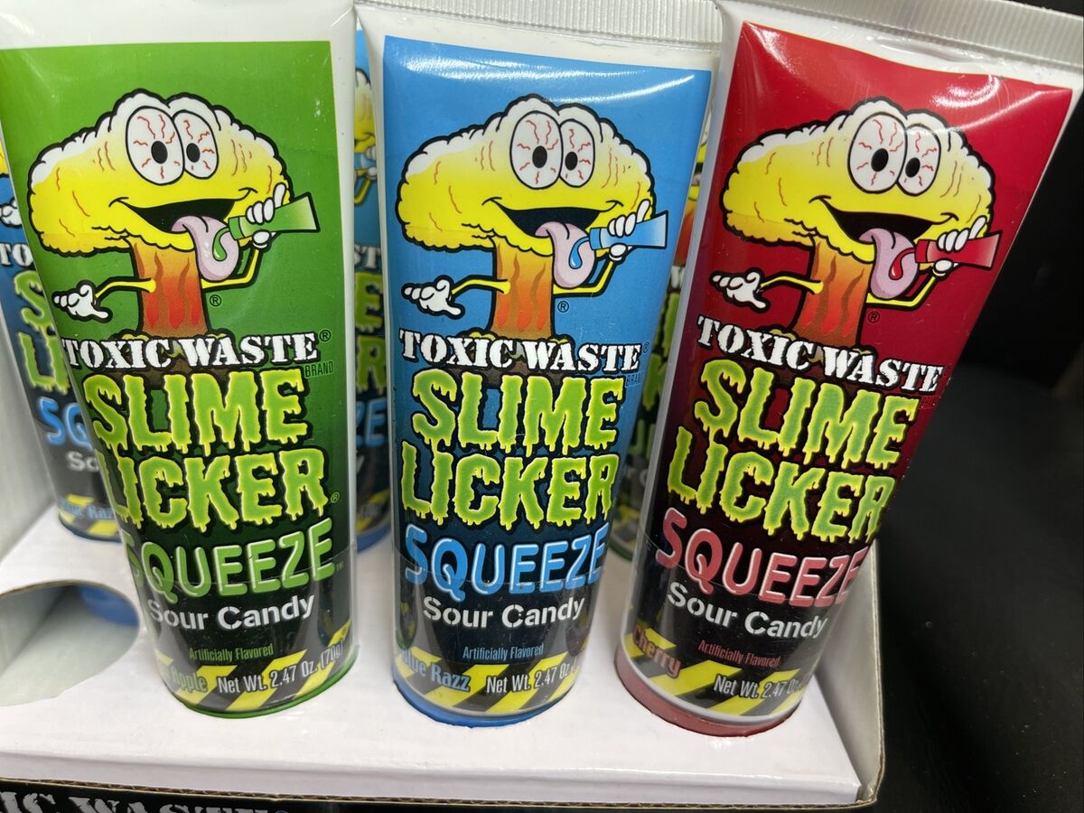  Squeeze Sour Candy 3 Slime Lickers 2.47 Oz Tubes Gel