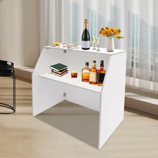 Portable Bar Table for Events 2-Tier 47"L x 42"H Party Camping Stand​​ White
