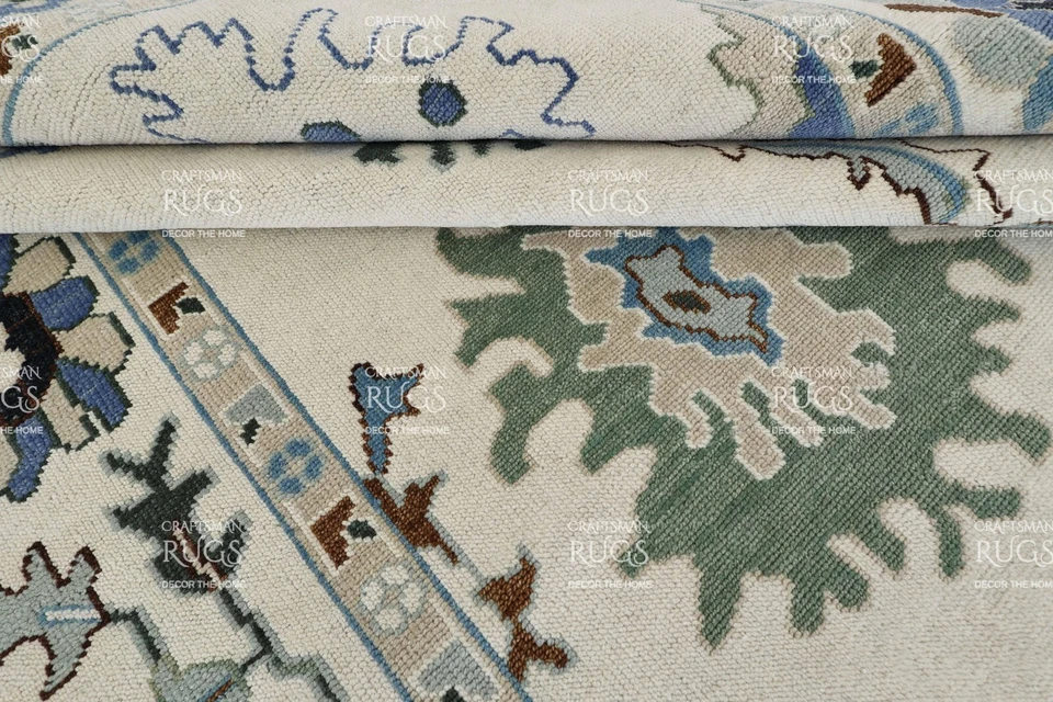 Alfombra de lana Oushak anudada a mano marfil 4x6, 5x8, 6x9, 8x10, 9x12, 10x14, 12x15 Foto 4 de 4