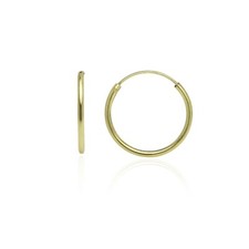 Gold Tone over Sterling Silver 1.2mm Endless Hoop Earrings, 24mm