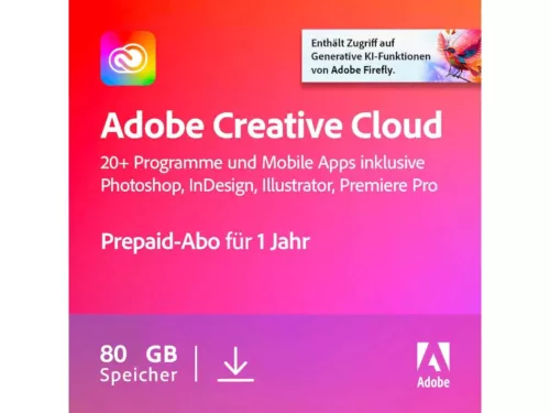 Adobe Creative Cloud 1 Jahr Prepaid - Voll Updatefähig - für Unternehmen/Privat