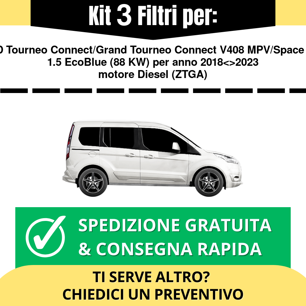 Kit Tagliando 4 Filtri Per OPEL Grandland X 1.5 Turbo D – Olio, Aria, Carburante, Abitacolo