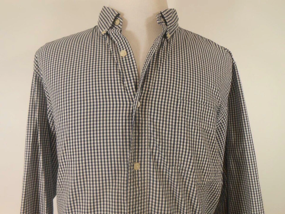 Hermosa Camisa Para Hombre XL Ralph Lauren Chaps Negra Cuadros Manga Larga Con Botones Foto 2 de 4