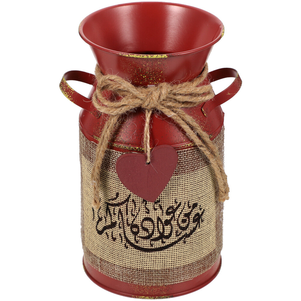 Small Rustic Vase Pattern Jug Tin Sturdy Vintage Flower Office Baby