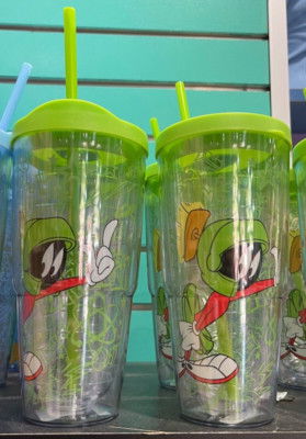 Six Flags Magic Mountain Looney Tunes Marvin The Martian Travel Tumbler & Straw