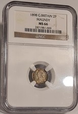 GREAT BRITAIN / 1898 2 Maundy Pence,Victoria - NGC MS66 !!!