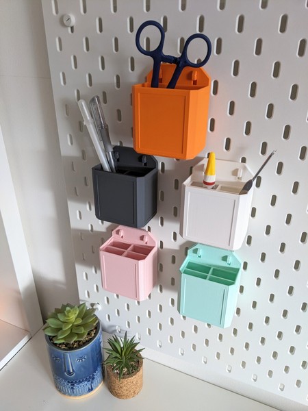 Contenedor de almacenamiento Ikea Skadis placa de clavija soporte de caja herramientas estante tijeras cepillos
