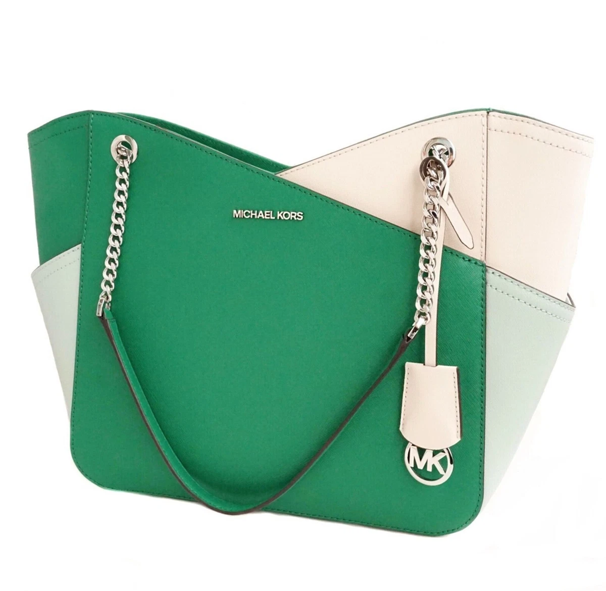 MICHAEL KORS JET SET TRAVEL LARGE X CHAIN SHOULDER TOTE BAG GREEN