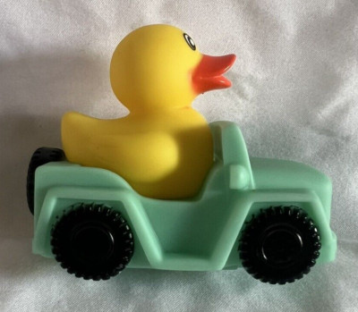 Yellow 3'' Duck in a Teal Green Toy Jeep Dashboard Ornament for Jeepers