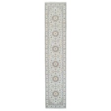 2'8" x 13'3" Ivory Nain 250 KPSI Wool and Silk Hand Knotted Runner Rug R63975