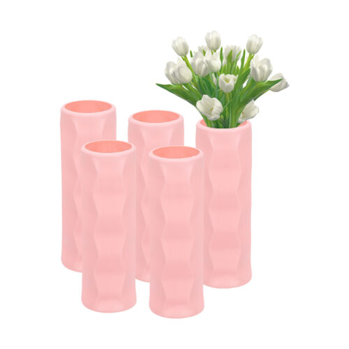 Flower Vases, 5pcs Stylish Flower Vases for Bouquet Plastic Flower Vase, Pink