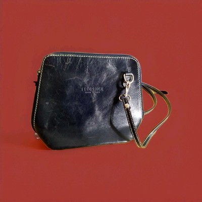 Florence Black Leather Crossbody Small Purse Handbag Made in Italy