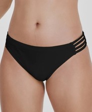 Salt  Cove Women's Juniors' Strappy-Side Hipster Bikini Bottom Size XL Black