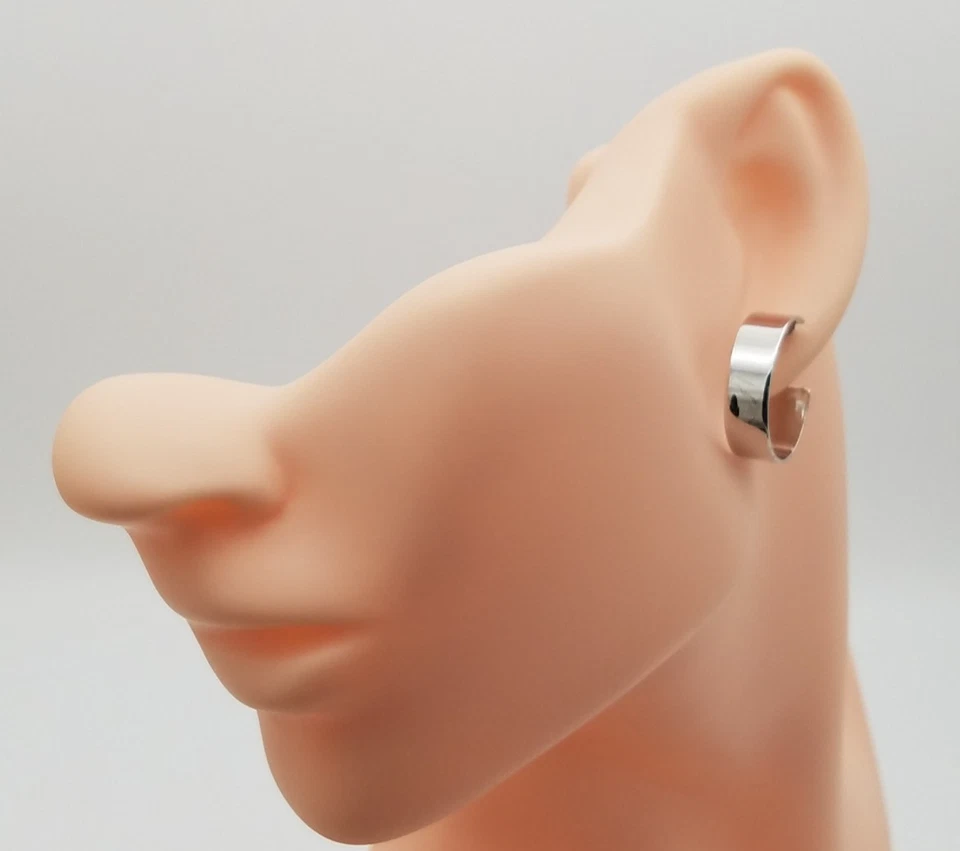 Danecraft Vintage 60-70s Shiny Wide Hoop Stud Sterling Silver Earrings - Image 2 of 4