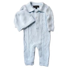 Wendy Bellissimo Infant Boys Blue Sweater Romper With Matching Hat