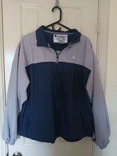 Champion Mens Size M Embroidered Logo Blue Gray Stripe Track Suit, Jacket  Pant