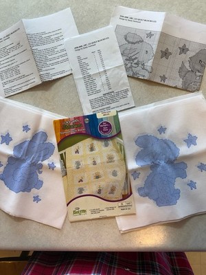 Vintage Janlynn Stamped Cross Stitch ABC's 123's Blocks 2007 Quilt Blocks Baby