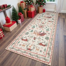 Christmas Runner Rug 2x8 Beige Rug Runners for Hallways Non Slip,Washable Kit...