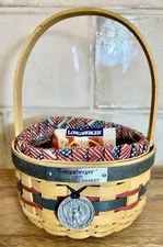 Longaberger 1997 Inaugural Basket with Old Glory Liner, Protector and Booklet