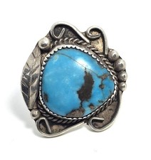 Navajo Large turquoise sterling silver vintage Native American ring size 6.5
