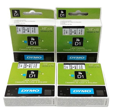 Dymo 45013 S0720530 1/2 in White Polyester Plastic Label Tape w/ Adhesive Back