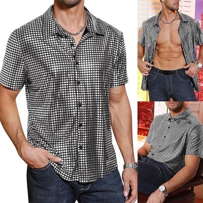 Herren Pailletten Bluse im lässigen Stil perfekte Kleidung für Partys und Zusammenkünfte