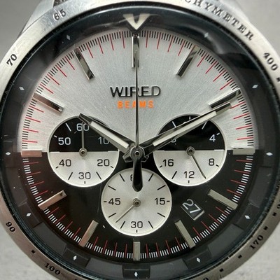 Seiko Wired Beams Chronograph Watch Men 44mm Black & Silver Dial