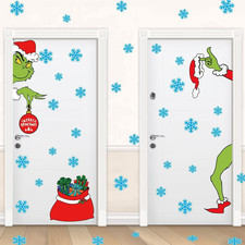 Double-Sided Christmas Door Stickers Window Decor 6 Sheets with Snowflakes