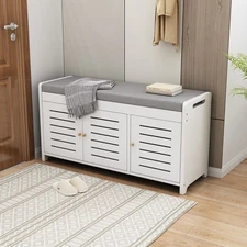 Shoe Storage Bench Cabinet Multi-Function Space Saving Entryway Scandinavian