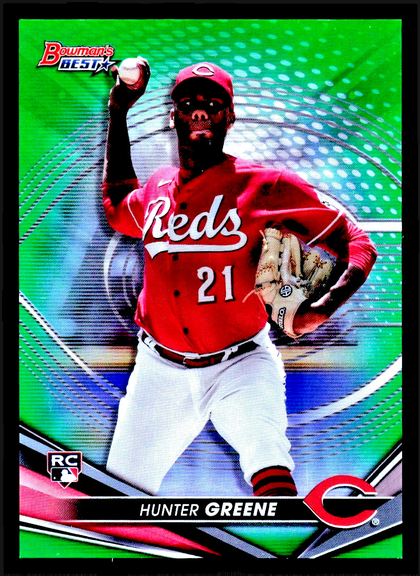 Hunter Greene 2022 Bowman's Best True Green Refractor /99 Rookie RC Reds