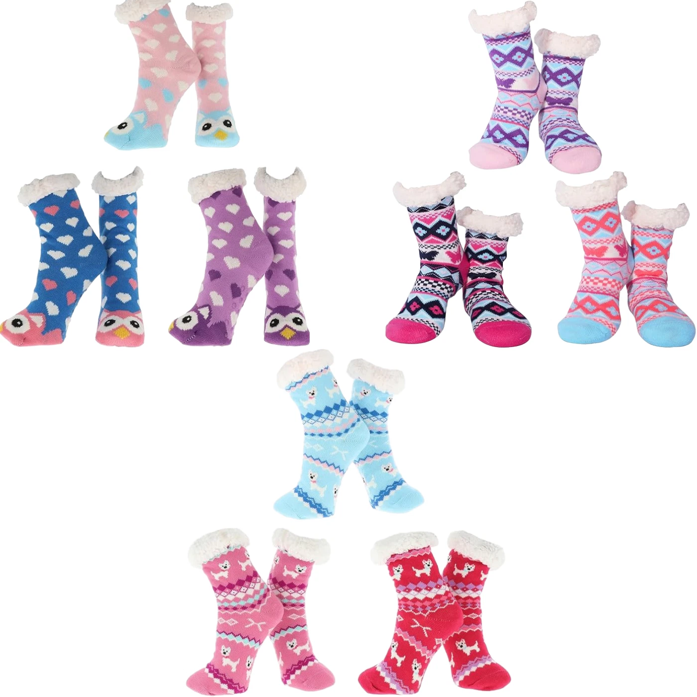 Nuzzles Ladies Nature Collection Super Soft Fleece Socks Non-Slip Soles – 3 Pack