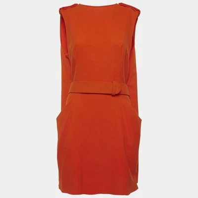 Alexander McQueen naranja crepé mini vestido vaina L - Imagen 1 de 4