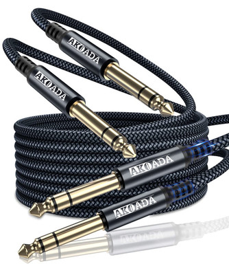 Akoada 1/4 Inch TRS Instrument Cable (10Ft 2Pack),Akoad 6.35Mm Male Jack Stereo 