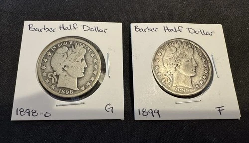 2 Barber Half Dollars, 1898O And 1899 With Good And Fine Details