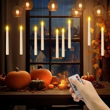 Flameless Taper Candles with Remote Timer, 6pcs 7.9" Battery Operated LED Fak...