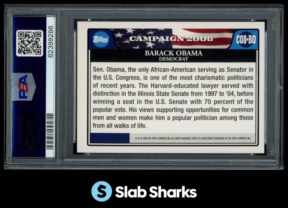 2008 TOPPS #C08-BO BARACK OBAMA CAMPAIGN 2008 PSA 10 - Image 2 of 4