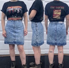 Acid Wash Pencil Skirt Vintage Limitted Express Sz 11 80s 90s Cotton Denim Vtg
