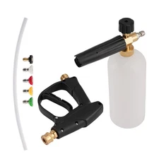 Snow Foam Lance Cannon 1/4" Quick Connect 5 Nozzle Tips Car Wash Gun with Bottle