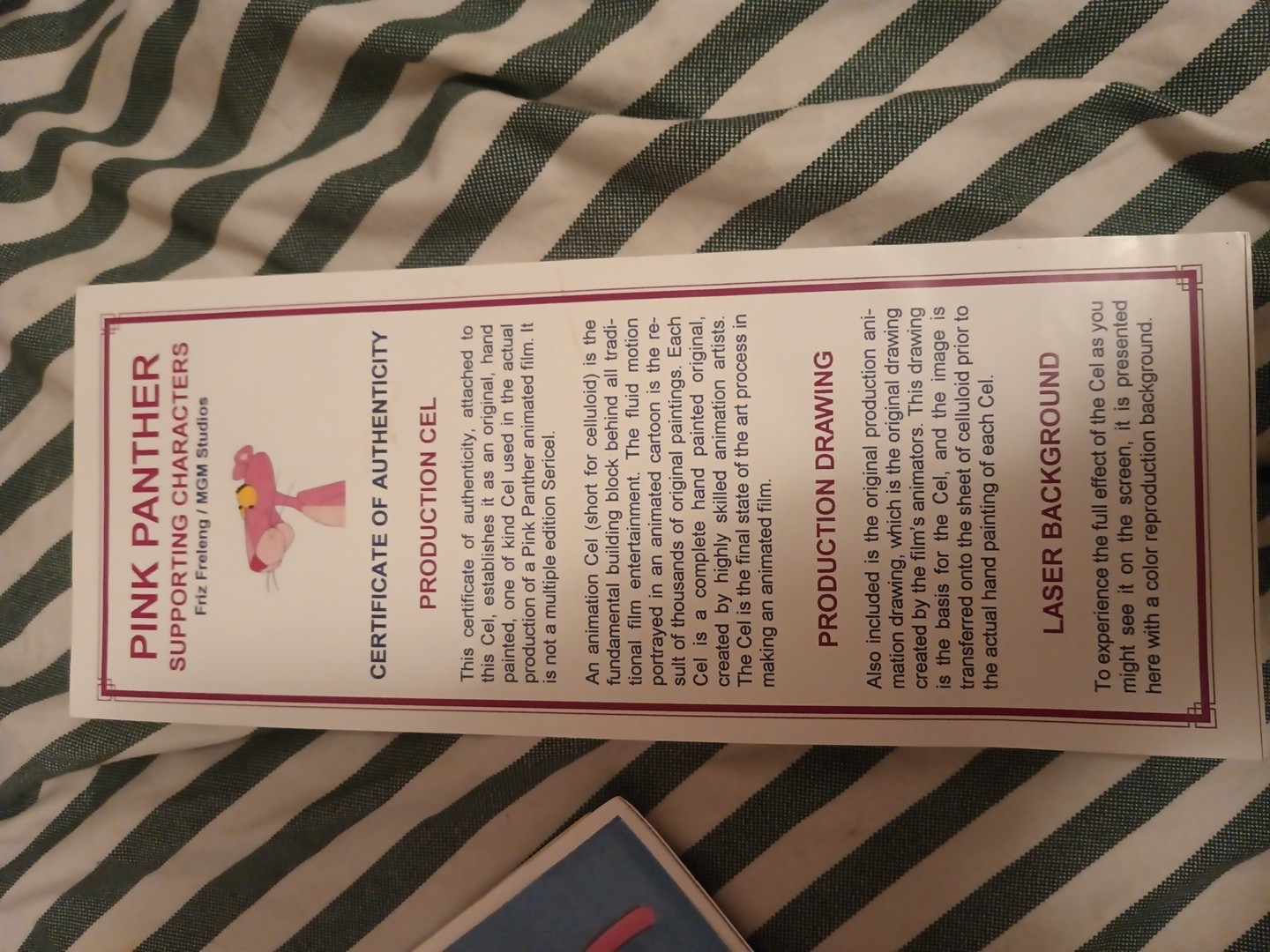 PINK PANTHER VINTAGE PRODUCTION HAND-PAINTED ANIMATION CEL+DRAWING+FRELENG 11x13 thumbnail 2