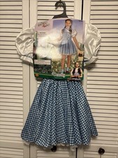 Wizard of Oz Dorothy Costume Sequin Dress Hair Bows Halloween Outfit Kids M 8-10