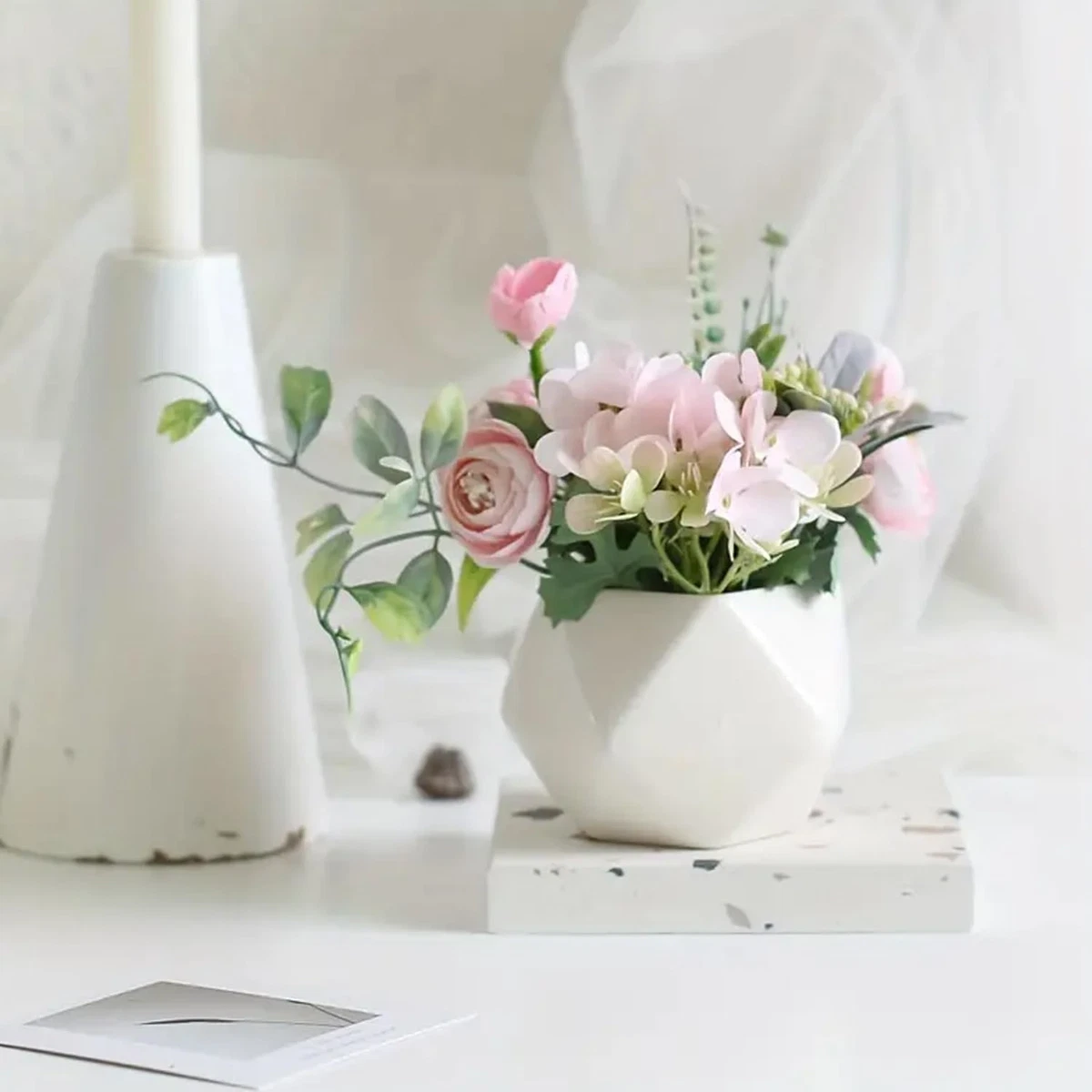 RXMORI 24 Pezzi di Fiori Artificiali di Mughetto, Bouquet di Fiori Campana Realistici con Foglie, Piante di Simulazione di Fiori Bianchi Finti per la Decorazione Domestica di Nozze(#3
