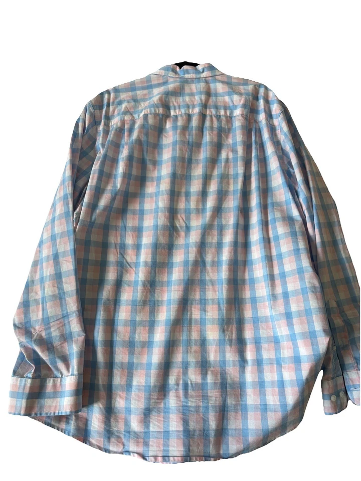 George 男式纽扣衬衫格子白色蓝色粉红色长袖尺寸 3XL 54-56 — 第 4/4 张图片