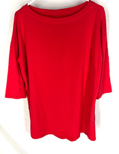 J Jill Luxe Supima Pleat Back Tunic Medium Red Comfort Casual Wear NEW