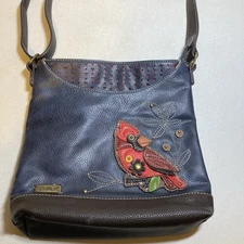 Chala Navy Blue Red Cardinal Purse . Crossbody Messenger. B16
