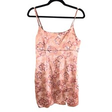 Wild Fable Mini Slip Dress Sleeveless Satin Slit Floral Pink S