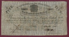 JERSEY 5 POUNDS 1840 P- A1 VF+ RARE UK Great Britain