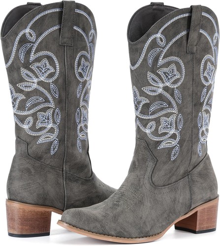 IXU Cowboy Boots For Women Wide Calf Pointy Toe Cowgirl Mid Calf... - Picture 5 of 55