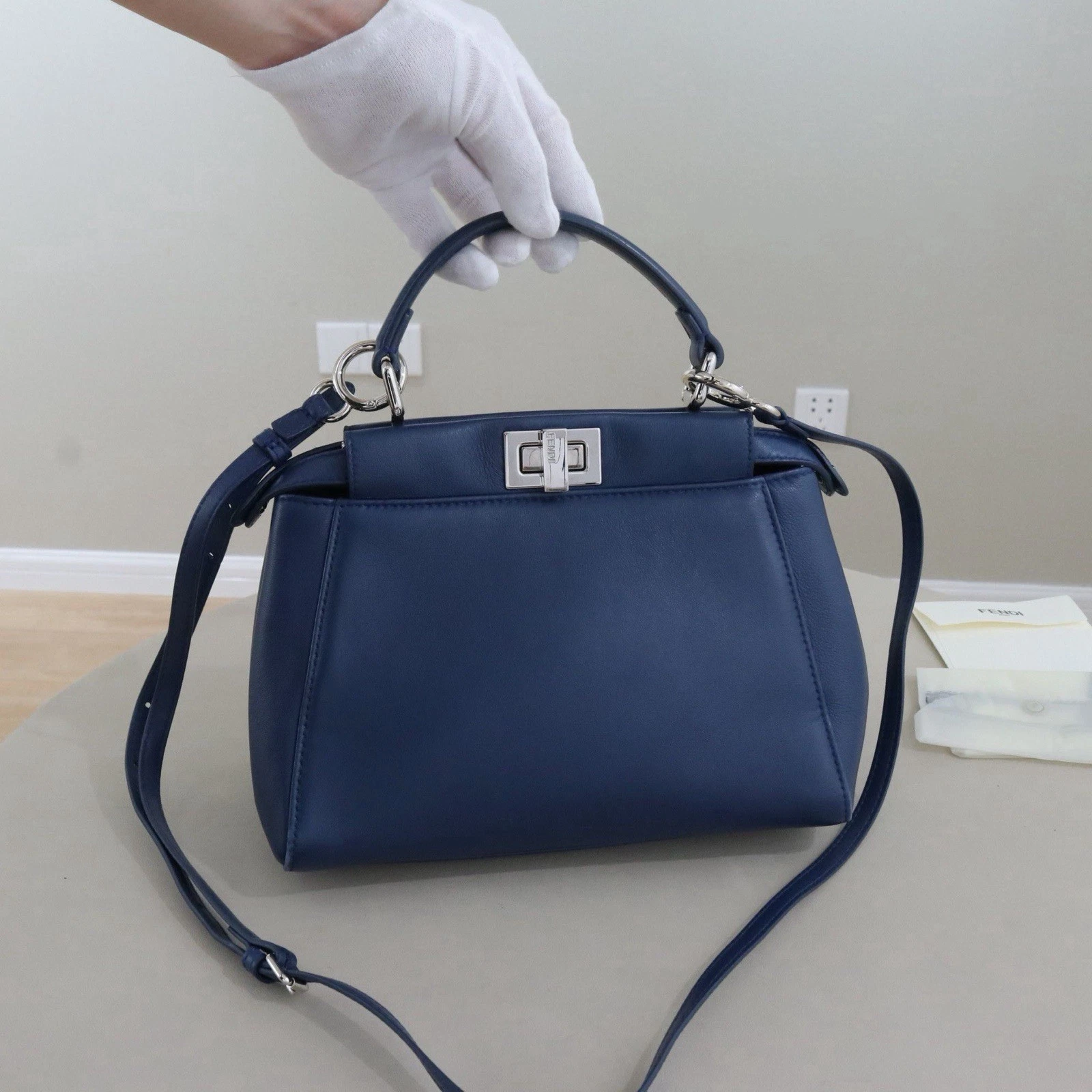 Fendi — Authentic Pre-owned Fendi Peekaboo Small Navy Blue Leather Bag
